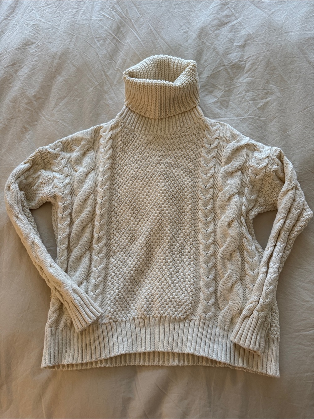 Madewell Cream Cable Turtleneck Sweater